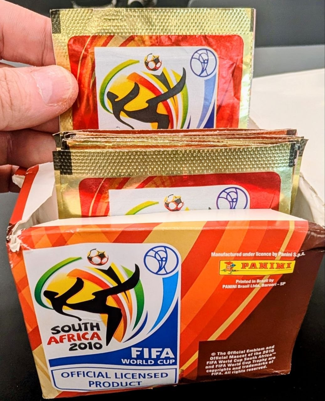 Panini FIFA World Cup South Africa 2010 sticker box with packs