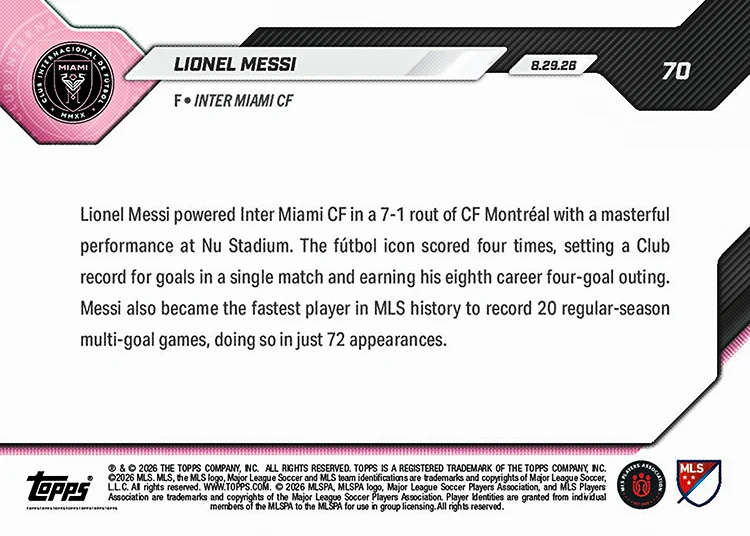 Lionel Messi – 2026 Topps NOW MLS #70 – Four-Goal Performance - Image 2